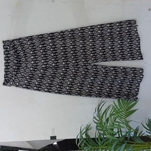 Ladies Black & White Wide Leg Palazzo Pants, Polyester/Spandex, Large